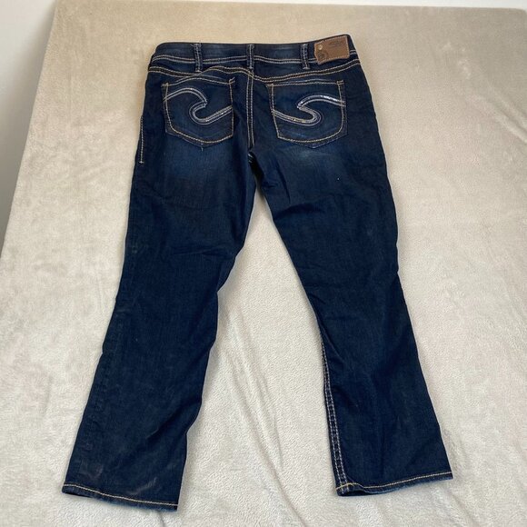 Silver Jeans Woman's Suki Capri Jeans W33 Dark Wash Cotton-Blend Casual - Picture 14 of 14